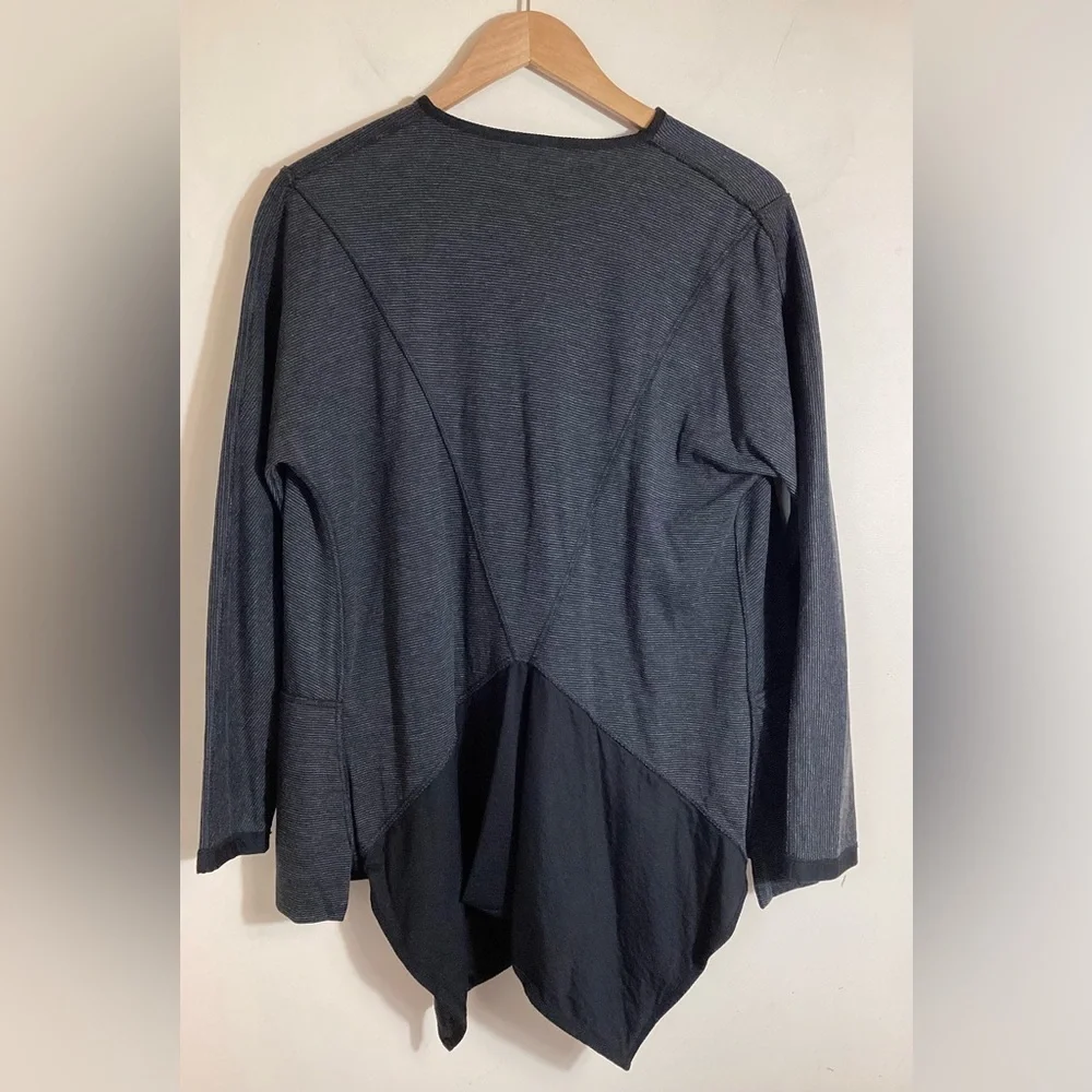 Matthildur Icelandic Side Button Boxy Cardigan Size S Asymmetrical Striped Boho - Picture 5 of 16